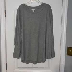Plus size long sleeve grey blouse
